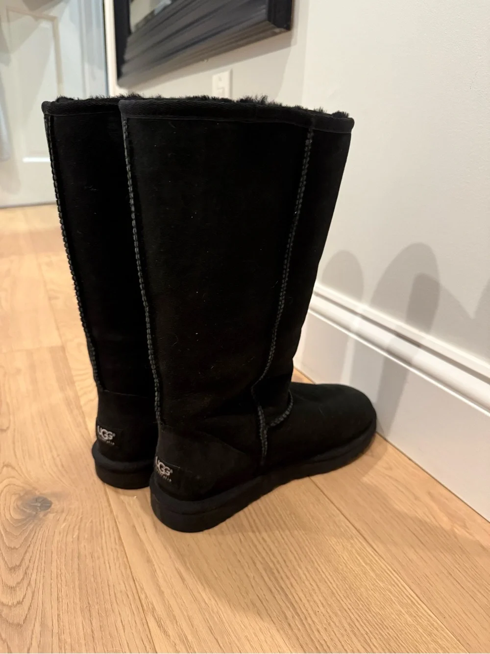 UGG Tall Black Shearling-Lined Winter Boots